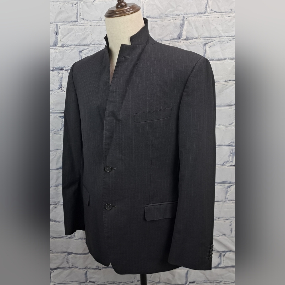 Z Zegna Men's Blazer Sport Coat Jacket City Gray Striped 100% Wool 40R - Picture 12 of 16
